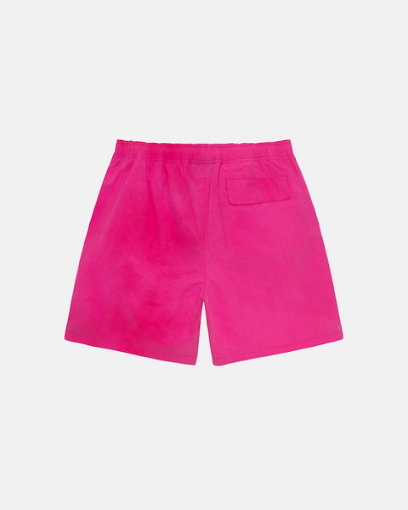 Fuchsia Men's Stussy Wave Dye Nylon Shorts | VJI-2621