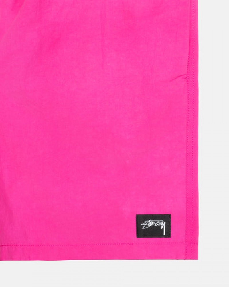 Fuchsia Men's Stussy Wave Dye Nylon Shorts | VJI-2621