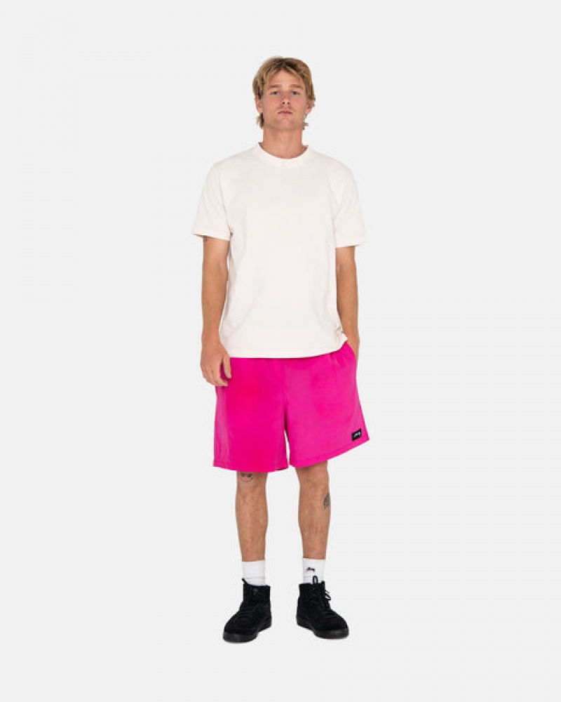 Fuchsia Men's Stussy Wave Dye Nylon Shorts | VJI-2621