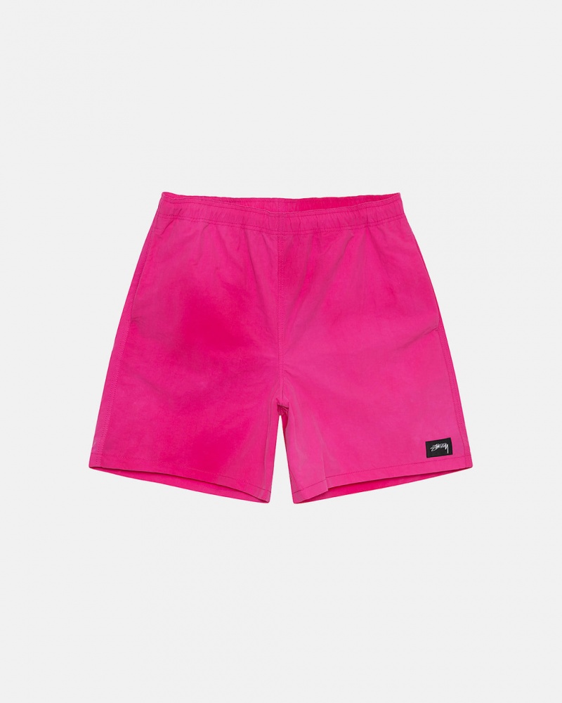 Fuchsia Men\'s Stussy Wave Dye Nylon Shorts | VJI-2621