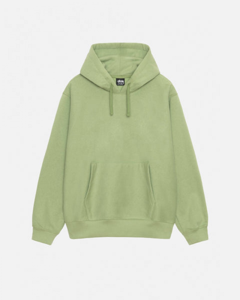 Green Men's Stussy Back Hood Applique Hood Sweatshirts | INQ-9383