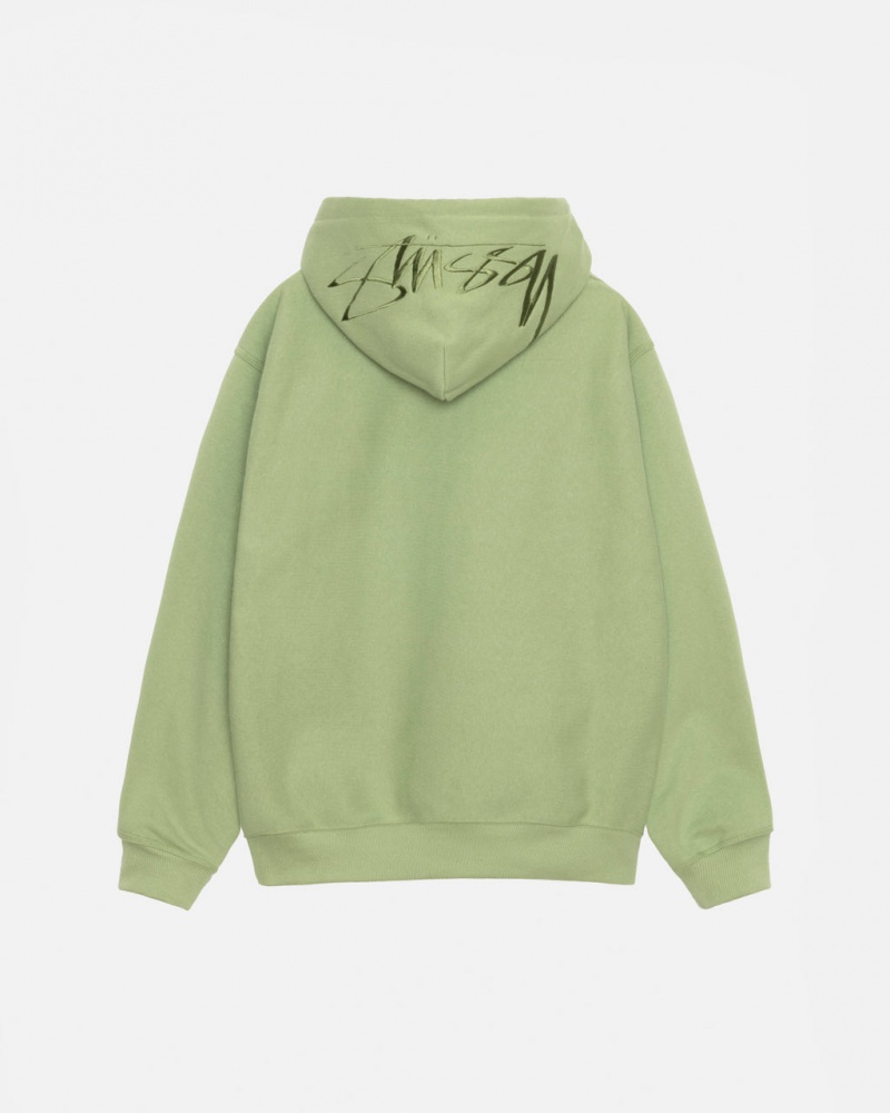 Green Men\'s Stussy Back Hood Applique Hood Sweatshirts | INQ-9383