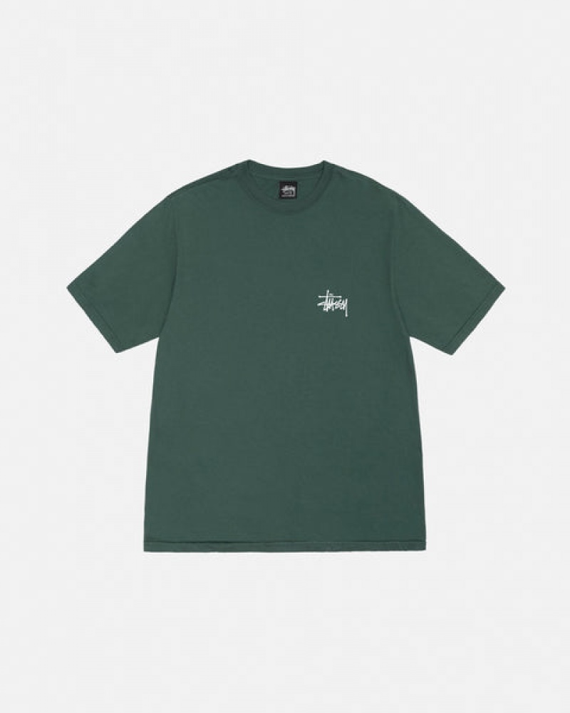 Green Men's Stussy Basic Stussy Tee Pigment Dyed Tees | XYS-1194