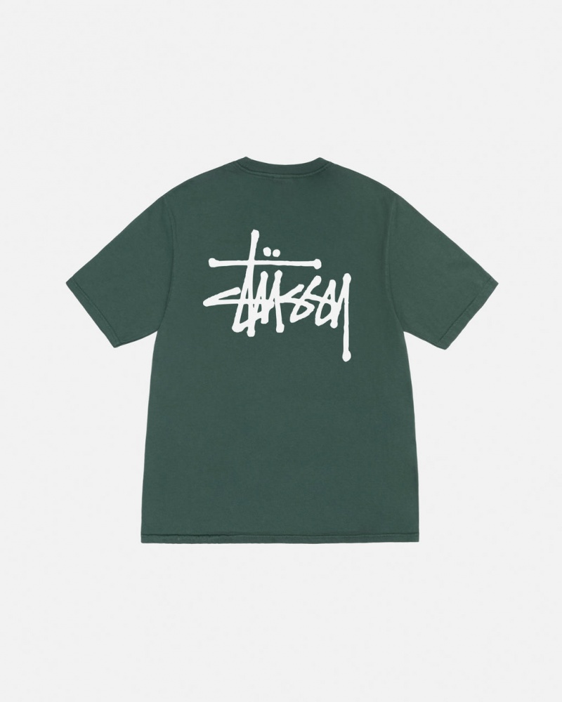 Green Men\'s Stussy Basic Stussy Tee Pigment Dyed Tees | XYS-1194