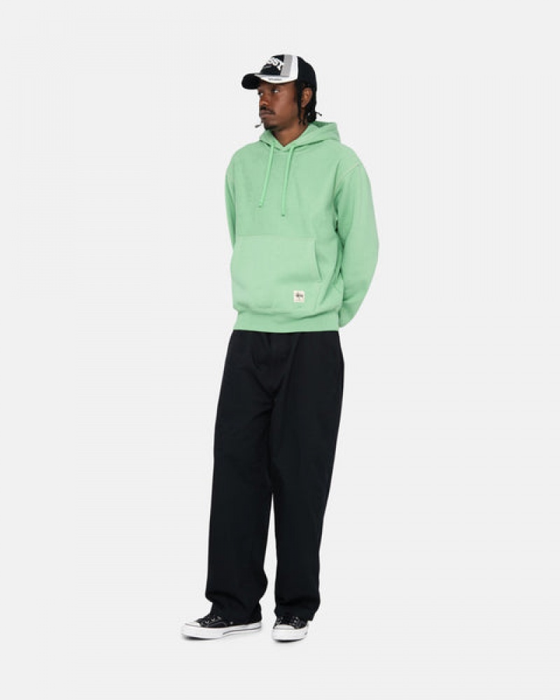 Green Men's Stussy Contrast Stitch Label Hood Sweatshirts | CYP-2245