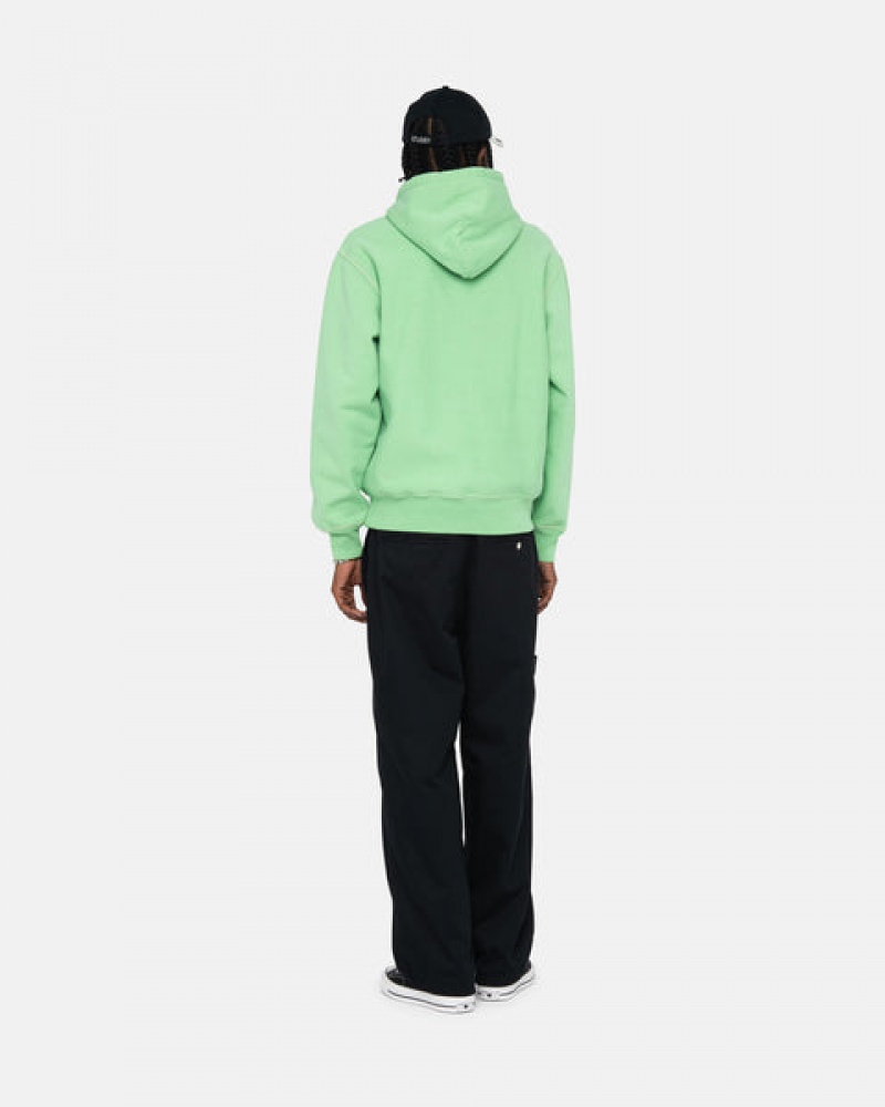 Green Men's Stussy Contrast Stitch Label Hood Sweatshirts | CYP-2245