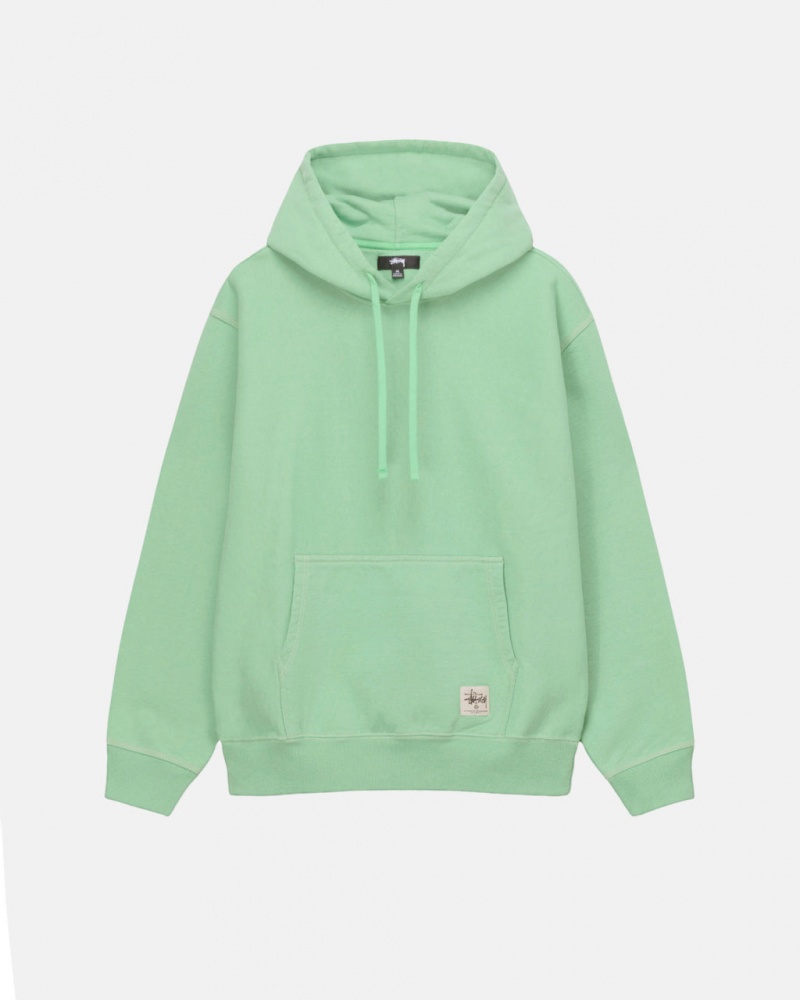 Green Men\'s Stussy Contrast Stitch Label Hood Sweatshirts | CYP-2245