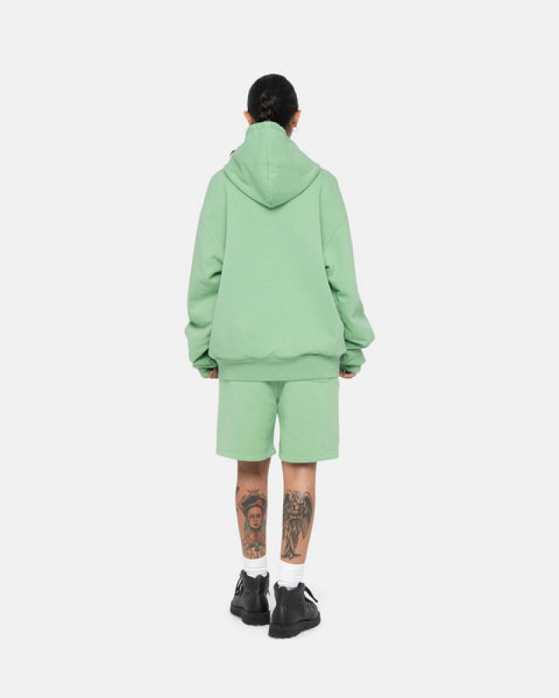 Green Men's Stussy Double Face Label Zip Hoodie | JBG-4044