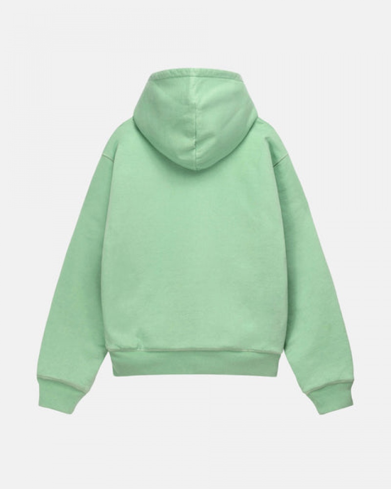 Green Men's Stussy Double Face Label Zip Hoodie | JBG-4044