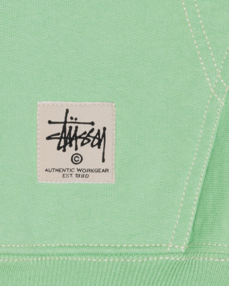 Green Men's Stussy Double Face Label Zip Hoodie | JBG-4044