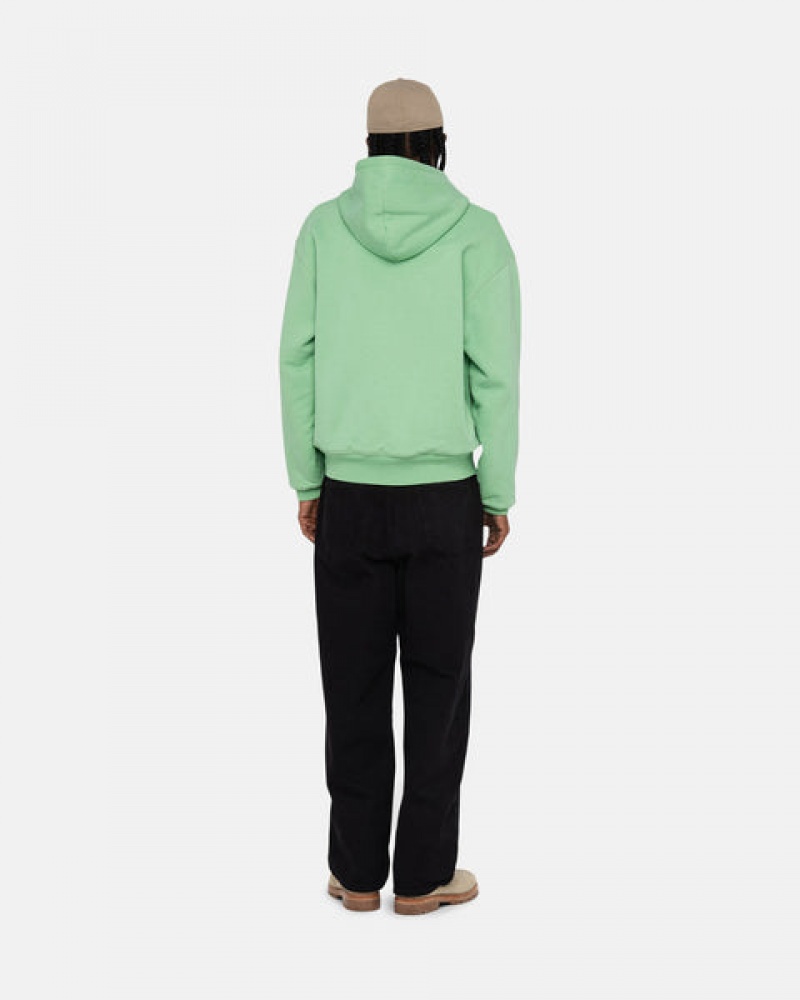 Green Men's Stussy Double Face Label Zip Hoodie | JBG-4044