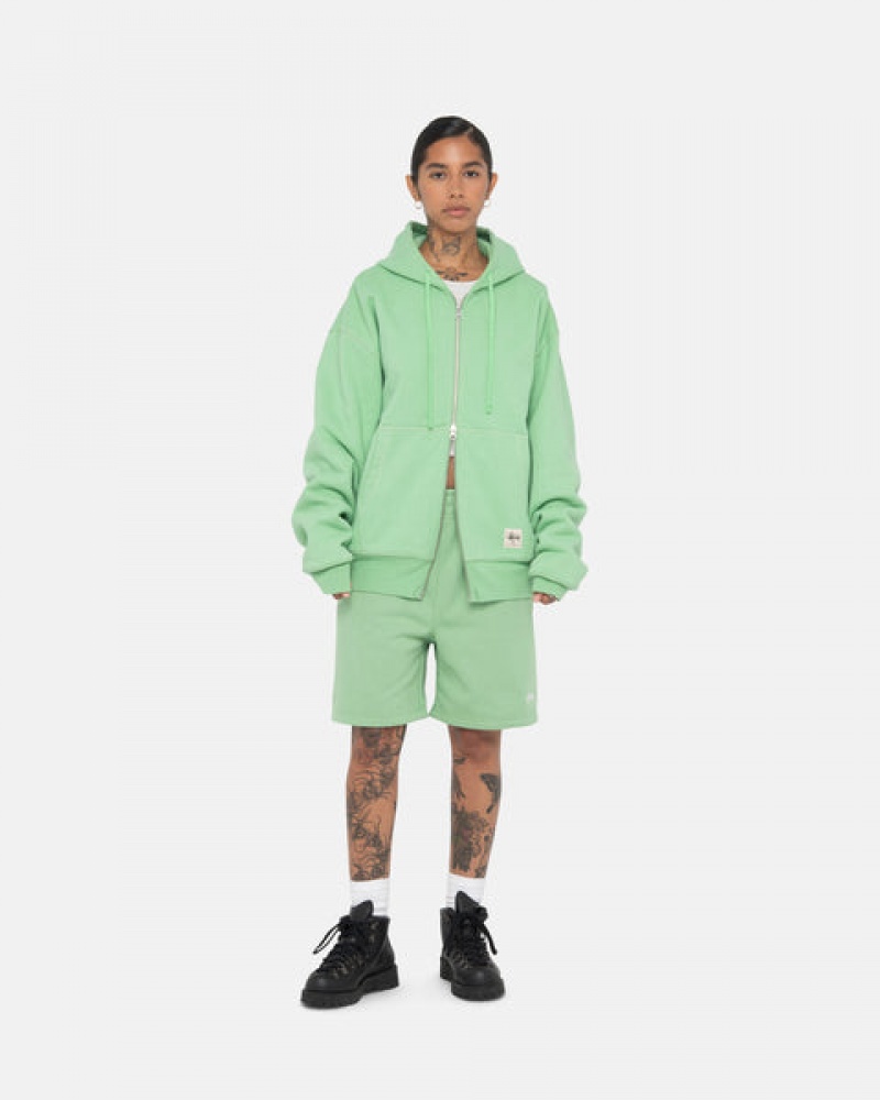 Green Men's Stussy Stock Logo Sweatshorts | NZE-3511