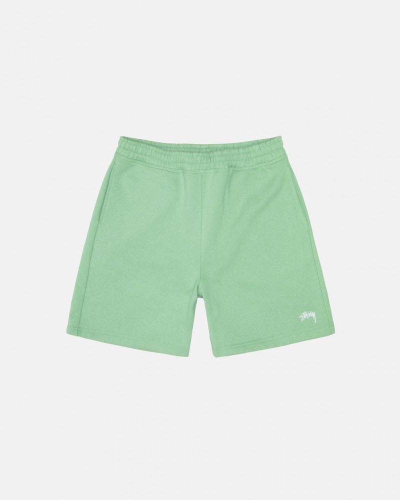 Green Men\'s Stussy Stock Logo Sweatshorts | NZE-3511