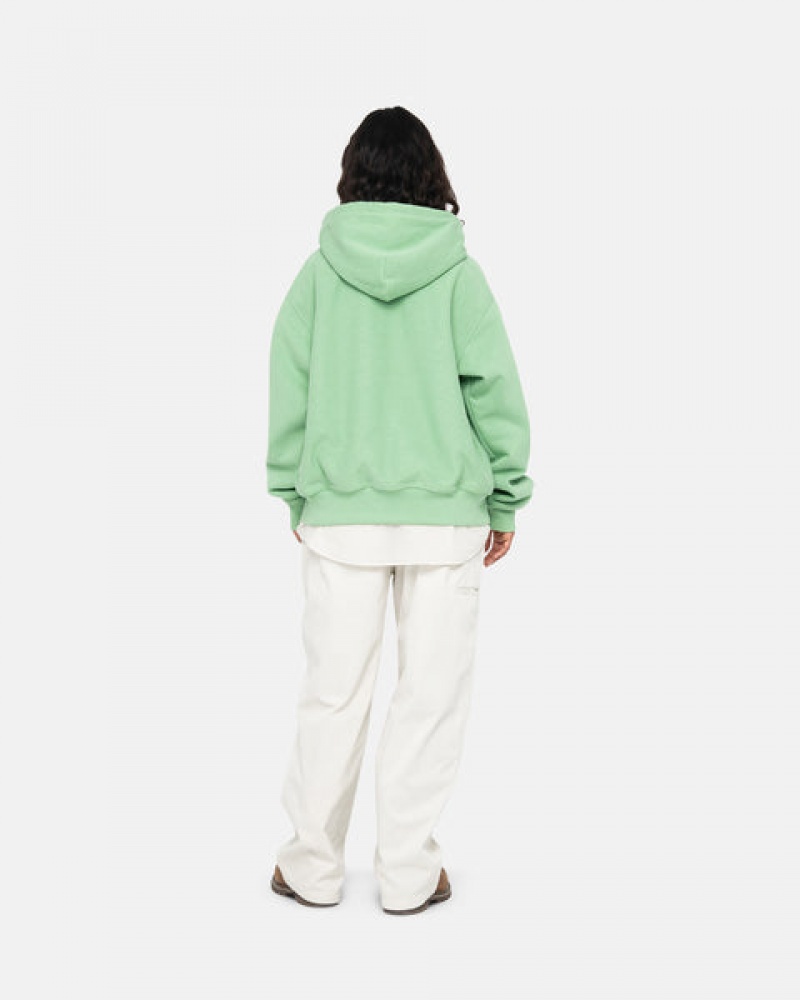 Green Men's Stussy Stock Logo Zip Hood Sweatshirts | SGP-1123