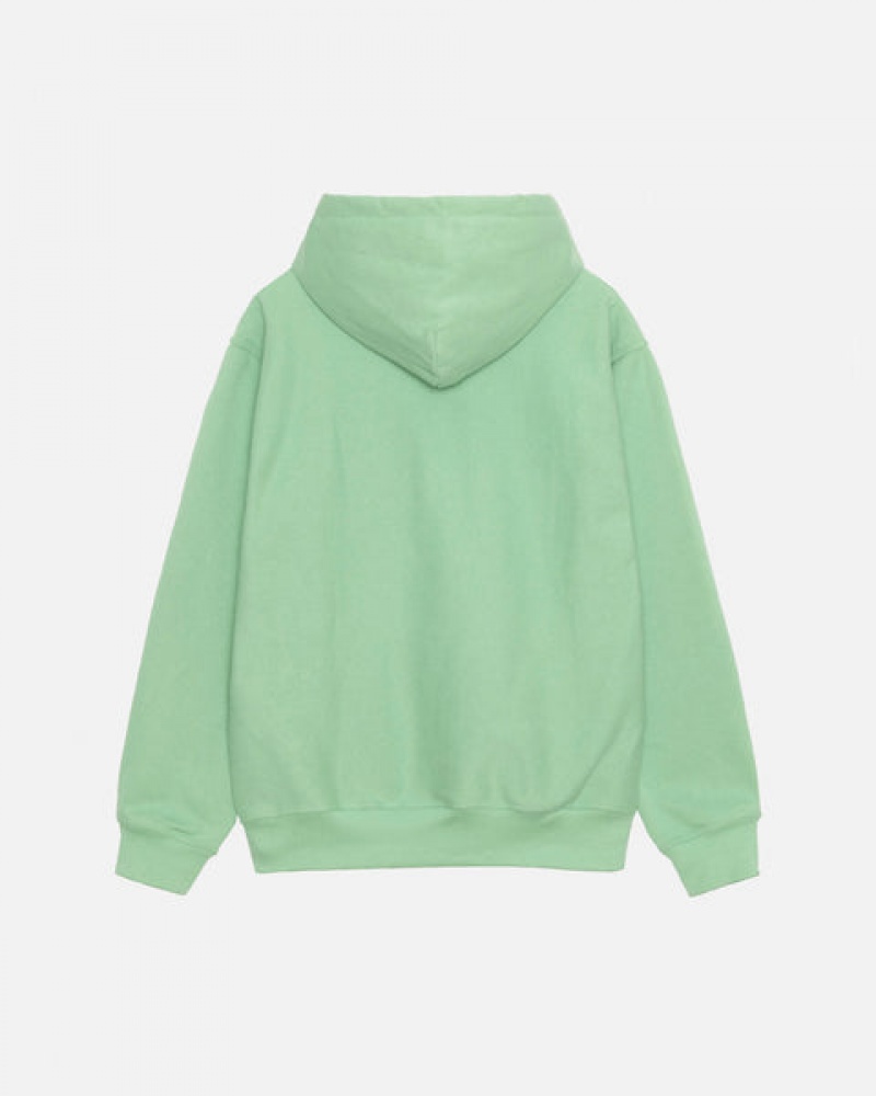 Green Men's Stussy Stock Logo Zip Hood Sweatshirts | SGP-1123