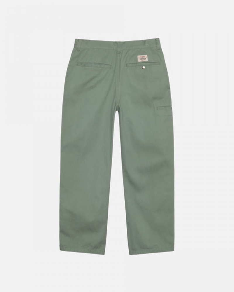 Green Men's Stussy Workgear Trouser Twill Pants | RSE-3275