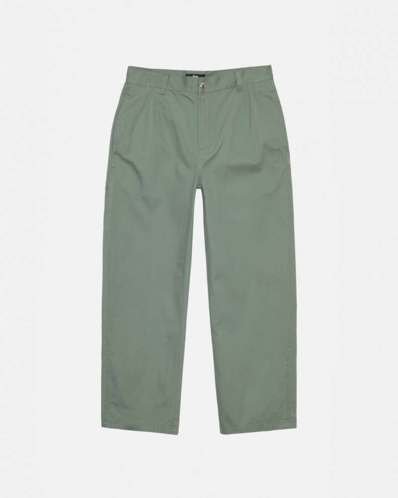 Green Men\'s Stussy Workgear Trouser Twill Pants | RSE-3275