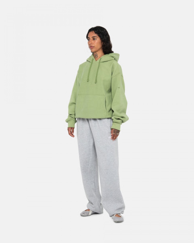 Green Women's Stussy Back Hood Applique Hood Sweatshirts | QTC-2002