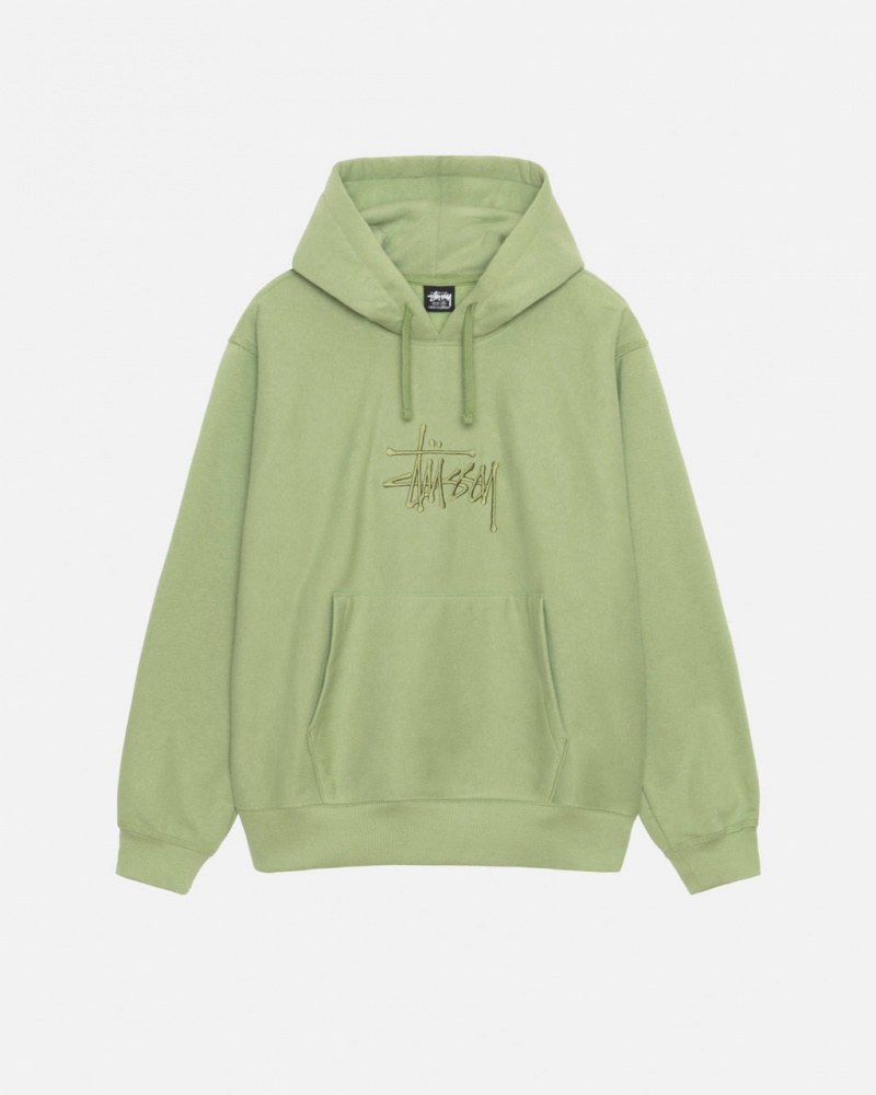 Green Women\'s Stussy Basic Applique Hood Sweatshirts | XWS-8109