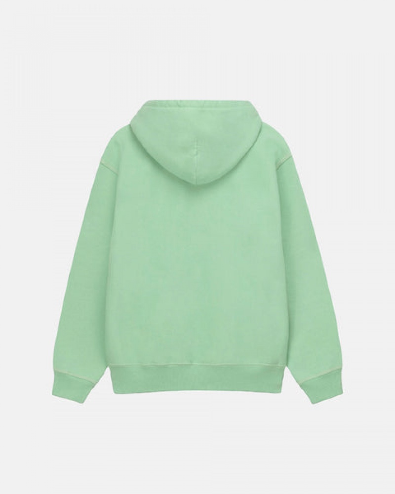 Green Women's Stussy Contrast Stitch Label Hood Sweatshirts | QAU-7356