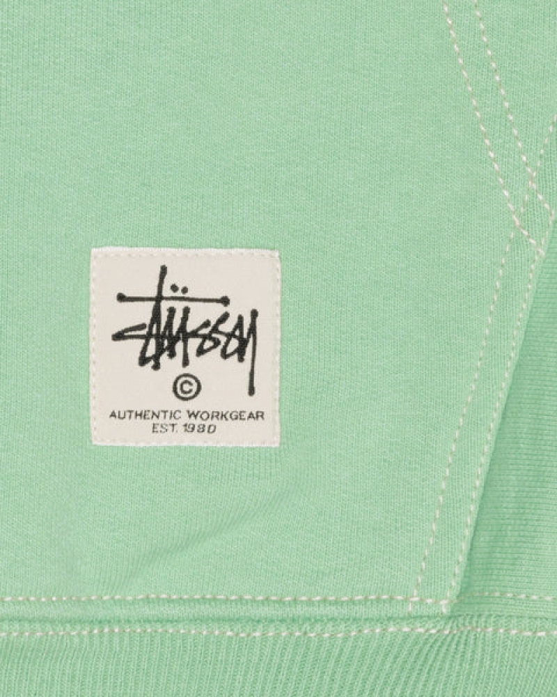 Green Women's Stussy Contrast Stitch Label Hood Sweatshirts | QAU-7356