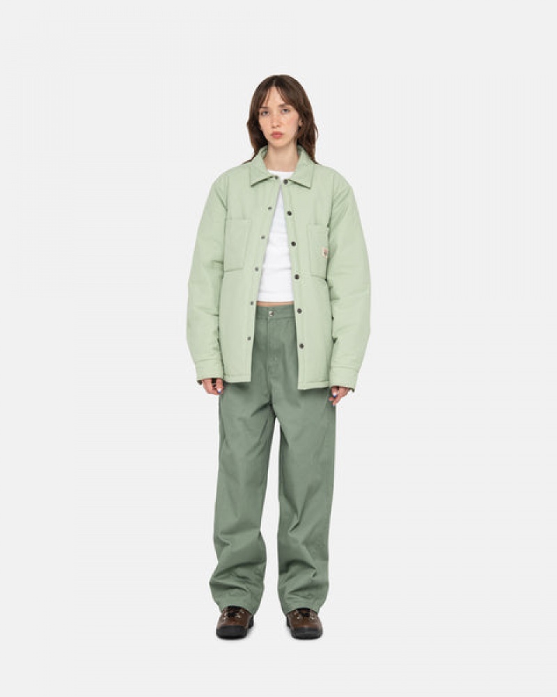 Green Women's Stussy Padded Tech Over Shirts | FCO-1185