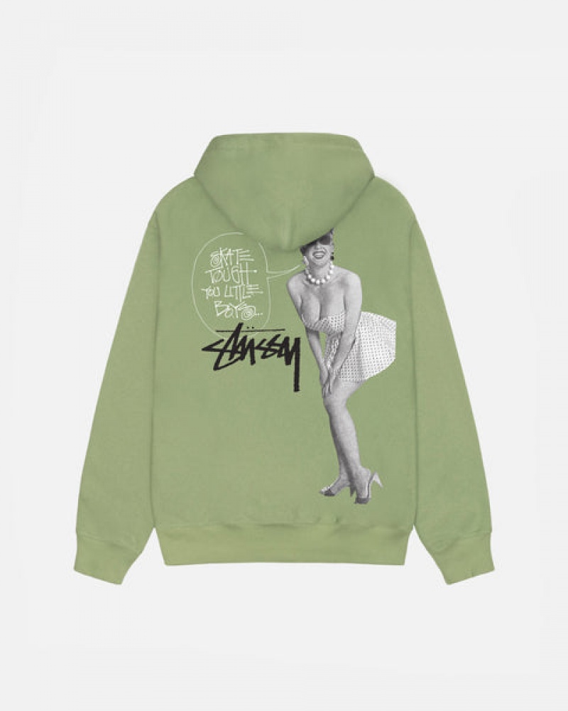 Green Women's Stussy Skate Tough Zip Hoodie | WYY-3553