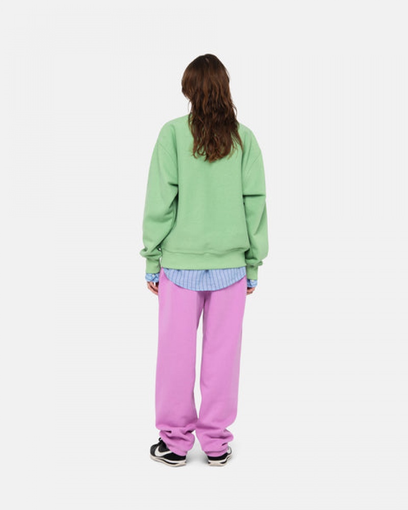 Green Women's Stussy Stock Logo Crew Sweatshirts | TNB-8277