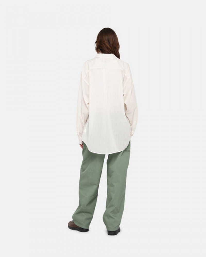 Green Women's Stussy Workgear Trouser Twill Pants | BWV-7818