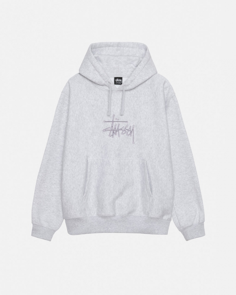 Grey Men\'s Stussy Basic Applique Hoodie | AWU-9612