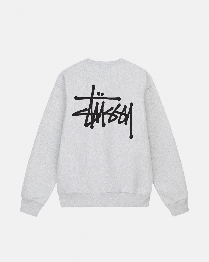 Grey Men\'s Stussy Basic Stussy Crew Sweatshirts | FGO-8353