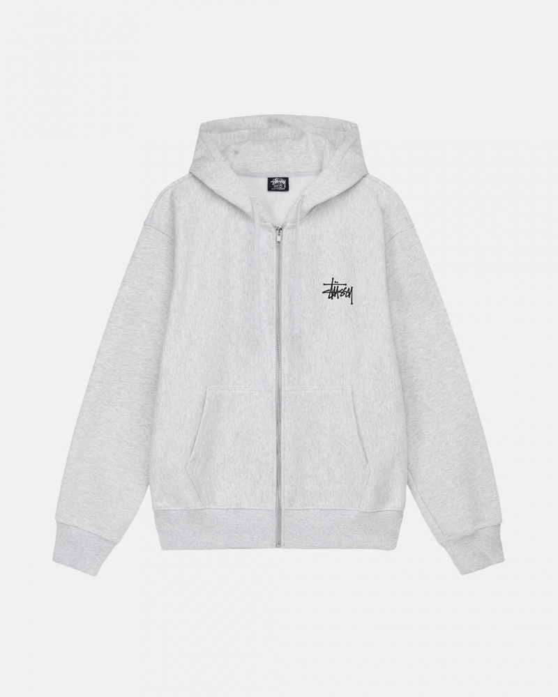 Grey Men\'s Stussy Basic Stussy Zip Hoodie | JJC-8242