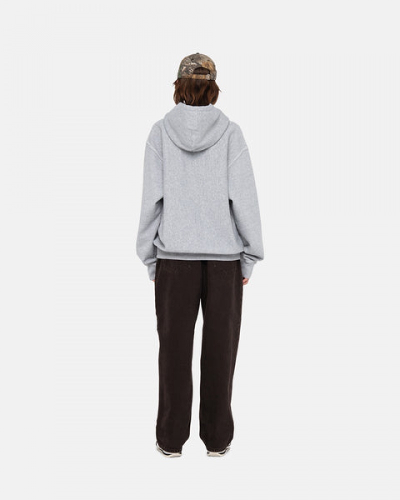 Grey Men's Stussy Contrast Stitch Label Hoodie | PEN-1579