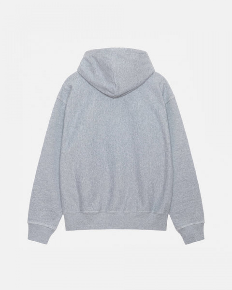 Grey Men's Stussy Contrast Stitch Label Hoodie | PEN-1579