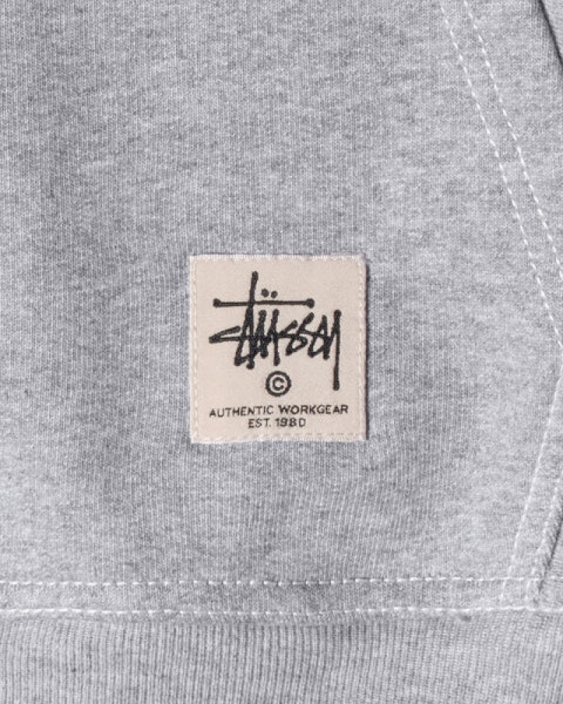 Grey Men's Stussy Contrast Stitch Label Hoodie | PEN-1579