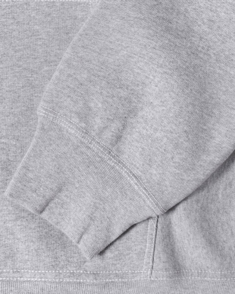 Grey Men's Stussy Contrast Stitch Label Hoodie | PEN-1579