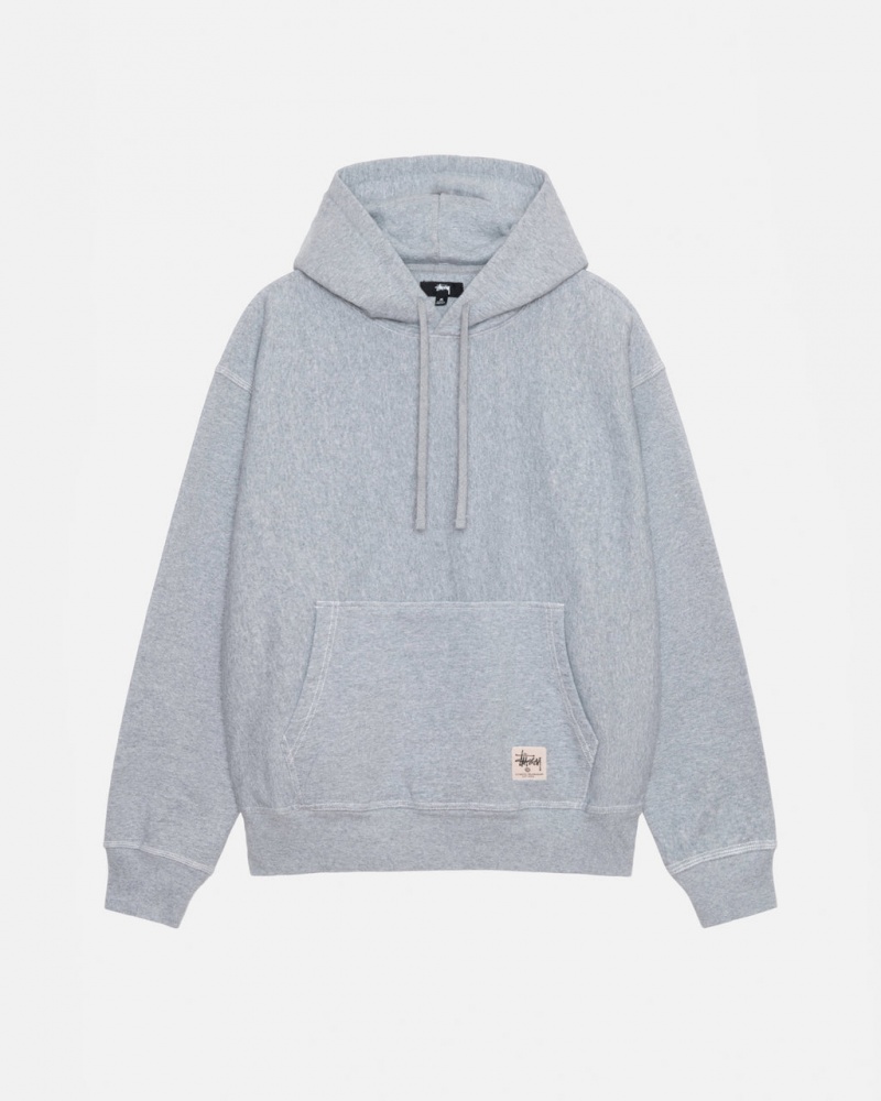 Grey Men\'s Stussy Contrast Stitch Label Hoodie | PEN-1579