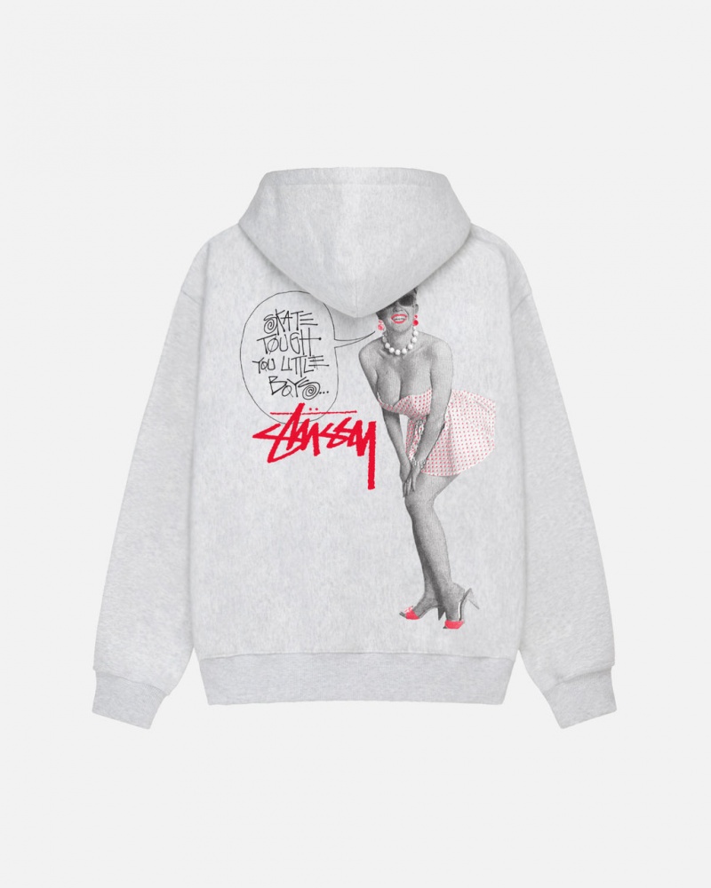 Grey Men\'s Stussy Skate Tough Hoodie | JWK-9418