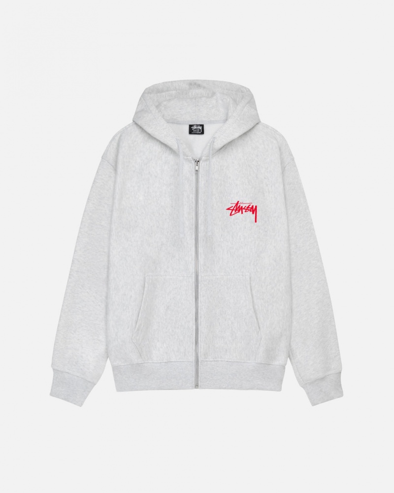 Grey Men\'s Stussy Skate Tough Zip Hoodie | GFL-9430