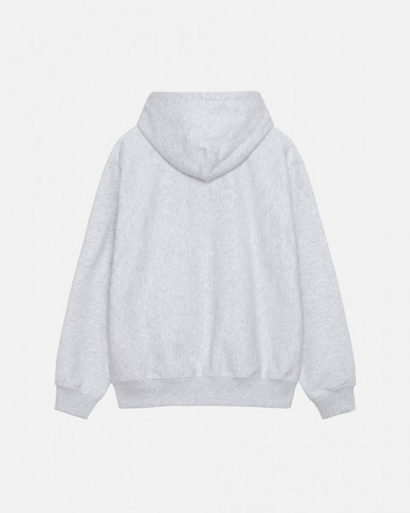 Grey Men's Stussy Stock Logo Applique Hoodie | VIQ-5104