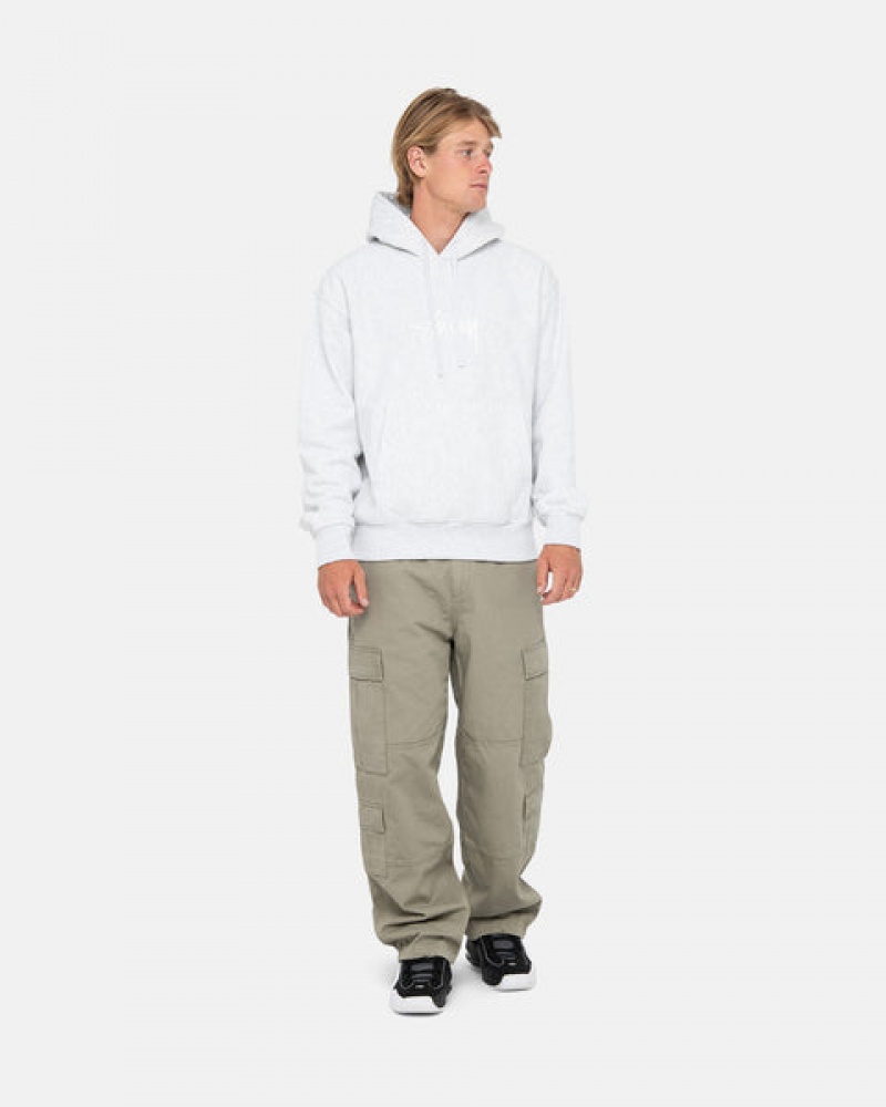 Grey Men's Stussy Stock Logo Applique Hoodie | VIQ-5104