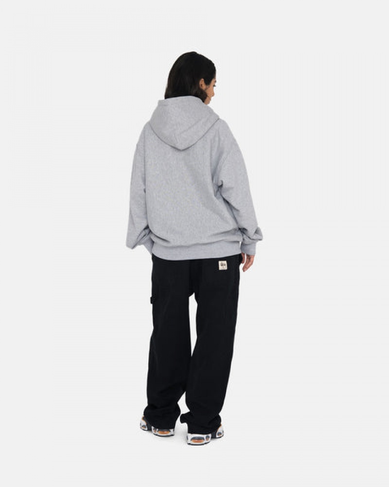 Grey Men's Stussy Stock Logo Hoodie | NDX-1074