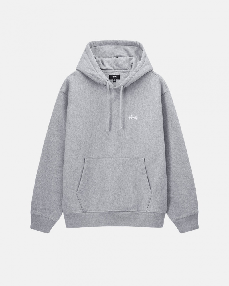 Grey Men\'s Stussy Stock Logo Hoodie | NDX-1074