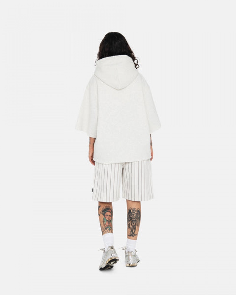 Grey Women's Stussy Ss Boxy Cropped Hoodie | ZVL-0583