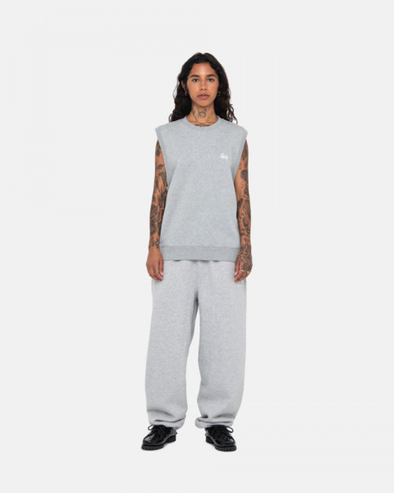 Grey Women's Stussy Stock Fleece Vest Sweatshirts | VBN-0007