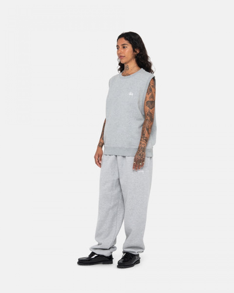 Grey Women's Stussy Stock Fleece Vest Sweatshirts | VBN-0007