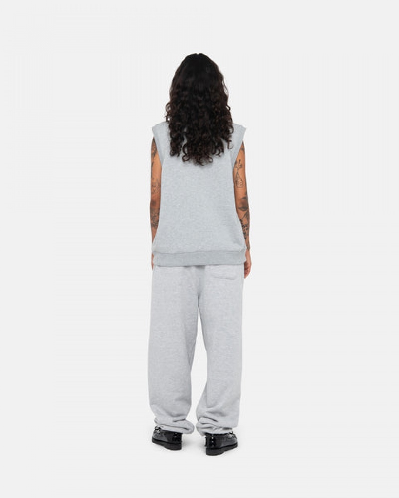 Grey Women's Stussy Stock Fleece Vest Sweatshirts | VBN-0007