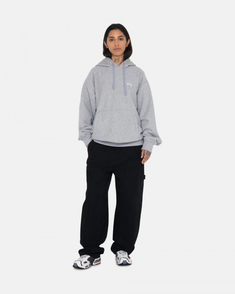 Grey Women's Stussy Stock Logo Hoodie | OVM-5114