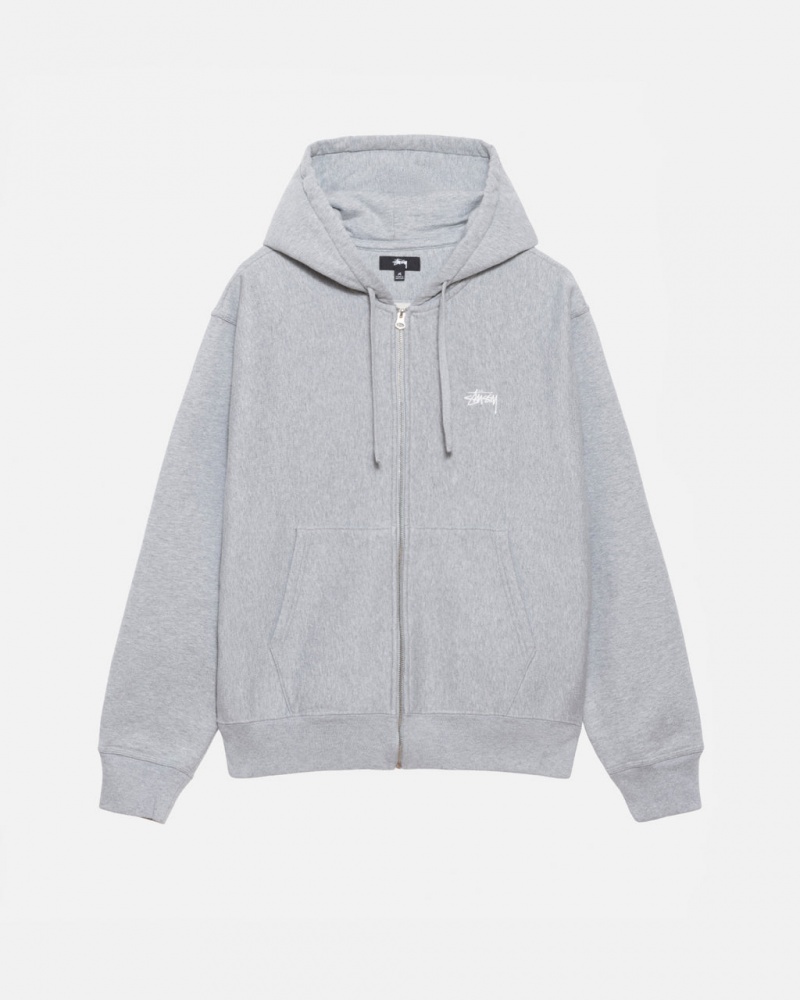 Grey Women\'s Stussy Stock Logo Zip Hoodie | NBS-5356