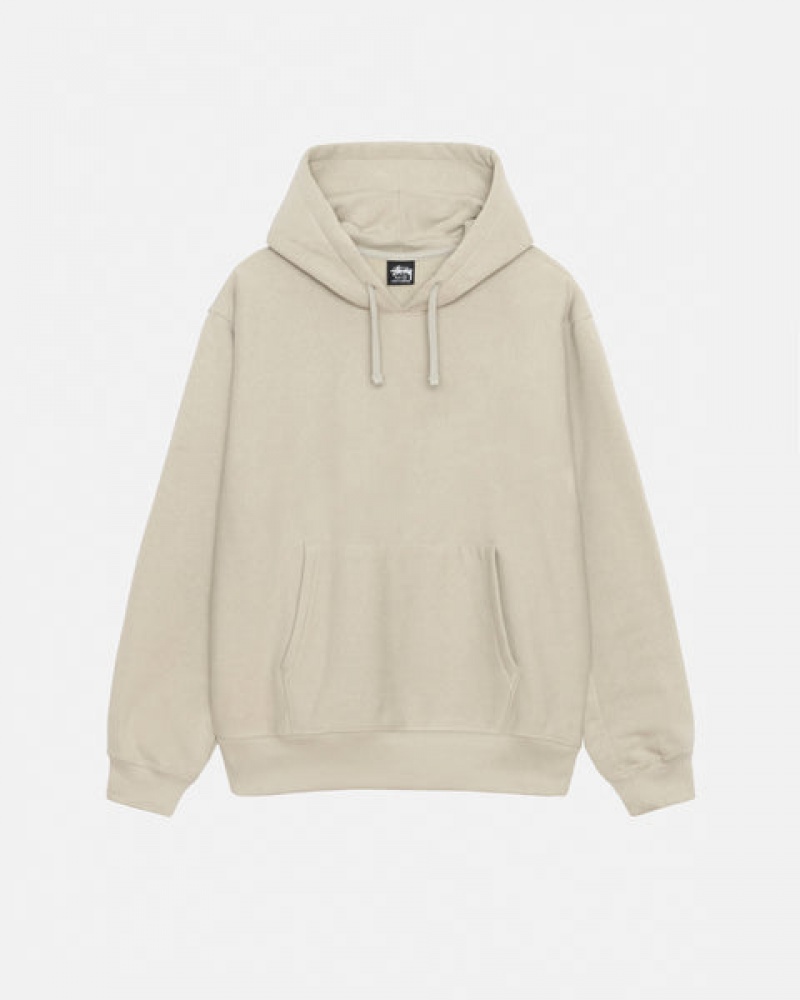 Khaki Men's Stussy Back Hood Applique Hood Sweatshirts | HSJ-4181